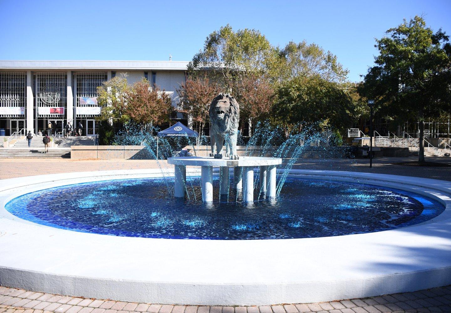 Homecoming Week Blue Fountain